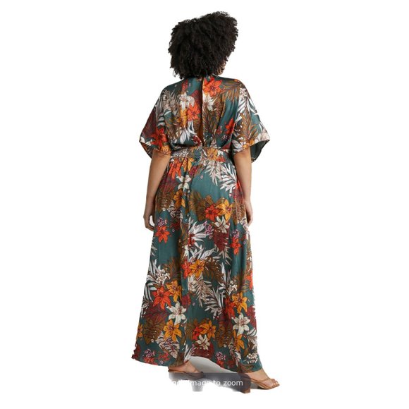 NWOT Women's Showpo Vacay Ready Maxi Dress in Teal Floral Satin AU 14 / AU XL - Picture 8 of 10